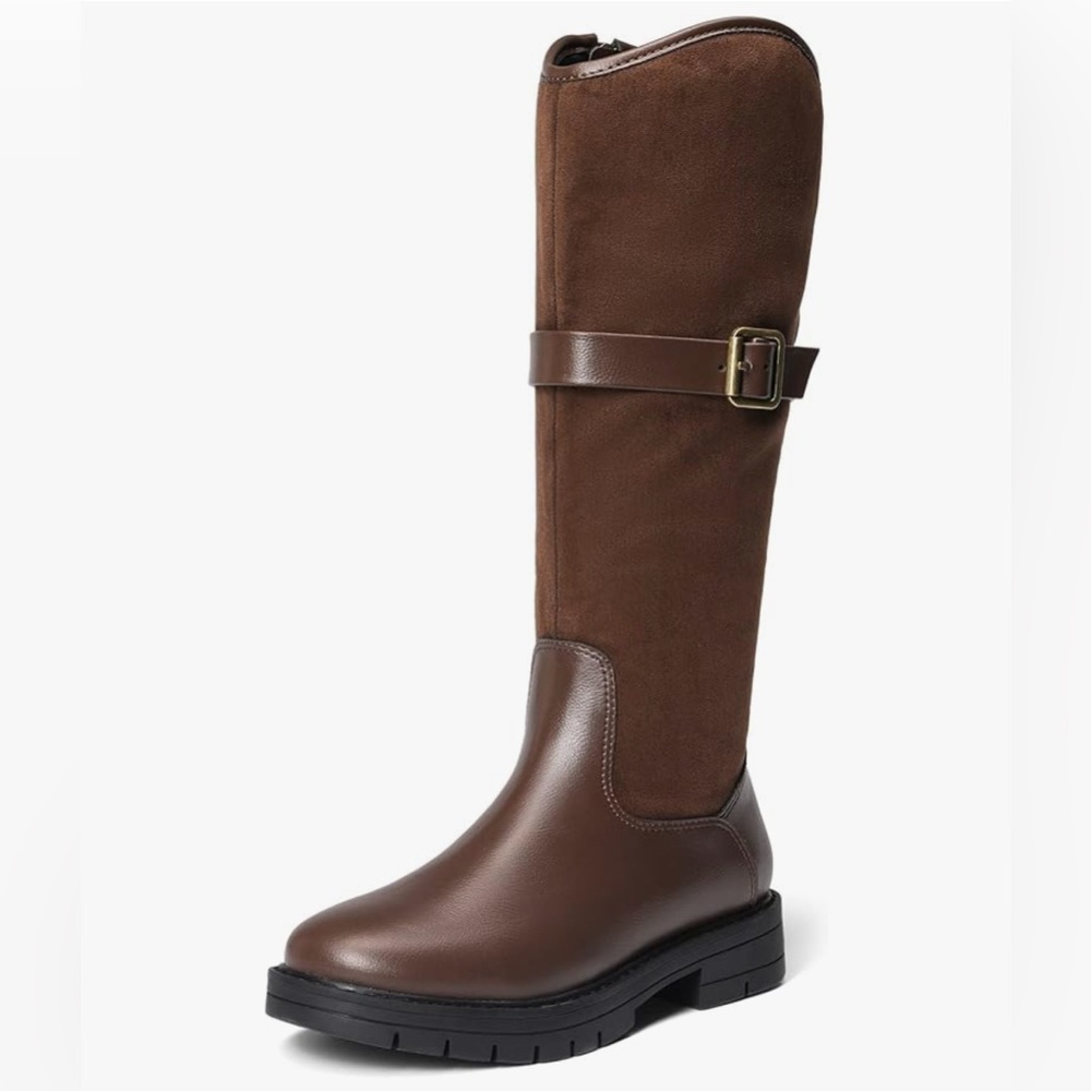 DREAM PAIRS Girls Knee High Buckle Fashion Riding Boots Little Kid sz1